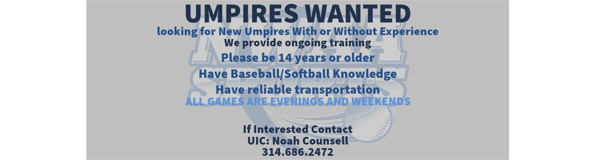 Umpires Wanted